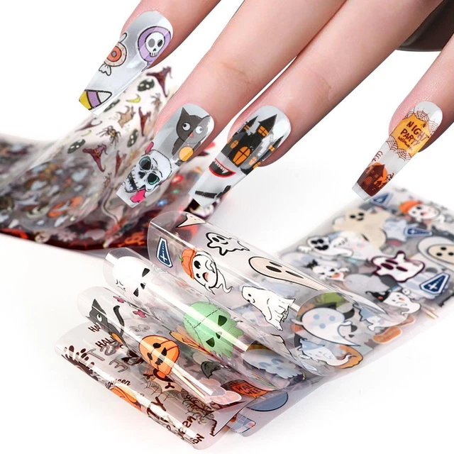 animés Toile d'araignée Feuille de transfert Autocollants pour ongles Halloween