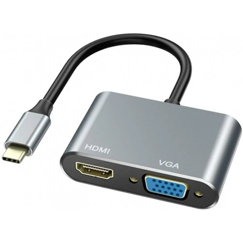For iPhone 15/Pro/Max/Plus - USB-C to HDMI VGA Adapter Video Splitter HDTV Cable