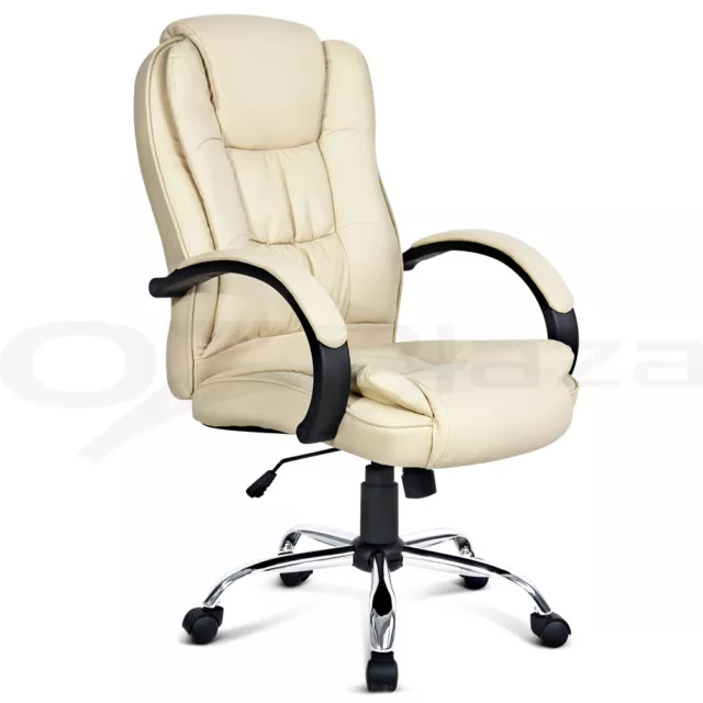 Artiss Executive Office Chair Computer Gaming Chairs PU Leather Tilt Beige 2