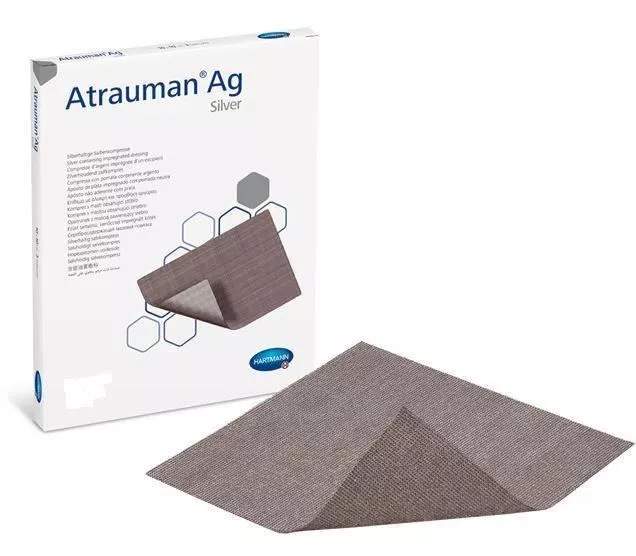 Atrauman Ag Silber Imprägniert Tüll Dressings 5cm x 5cm (x10)