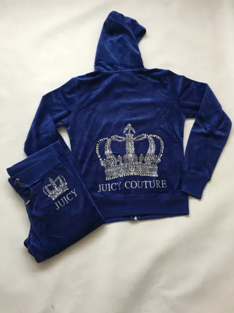 Juicy Couture Tracksuit Robertson Racer Flag Bling Velour Jacket & Pant Set