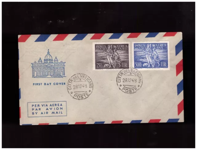 Vaticano Vatican Vatikan - 28 12 1948     fdc  Arcangelo  e  Tobiolo posta aerea