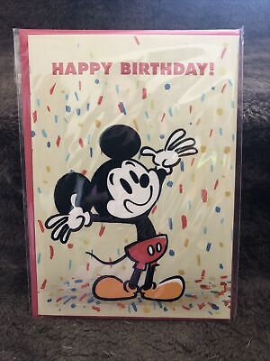 Official Disney Mickey Mouse Embossed Fuzzy Birthday Greeting Card New in Bag