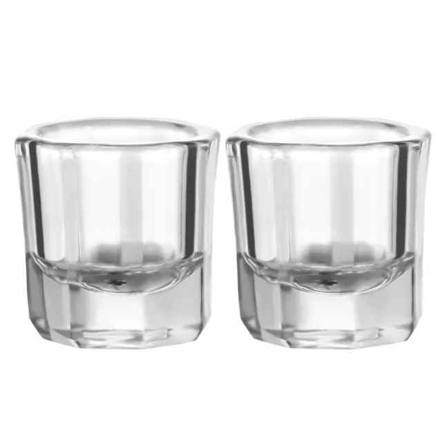 Minkissy 2Pcs Manicure Glass Crystal Cups Liquid Holder Container Tint Bowl