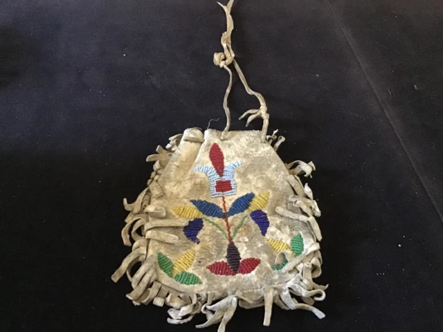 Native American beaded bag double sided great design. 1890s Native American beaded bag double sided great design. 1890s