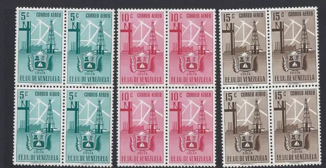 VENEZUELA 1951 ARMS of ZULIA (Sc 471-7 C347-55) VF MNH blocks of 4