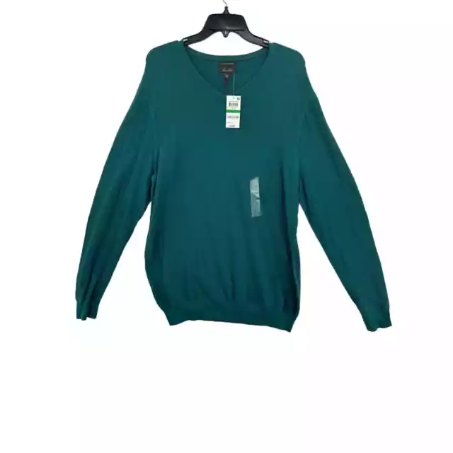 Tasso Elba Mens Green Seed Stitched Supima Cotton Sweater Top Large