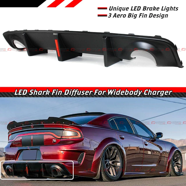 FOR 2020-22 DODGE Charger SRT Scat Widebody Matt Black LED Rear Bumper ...