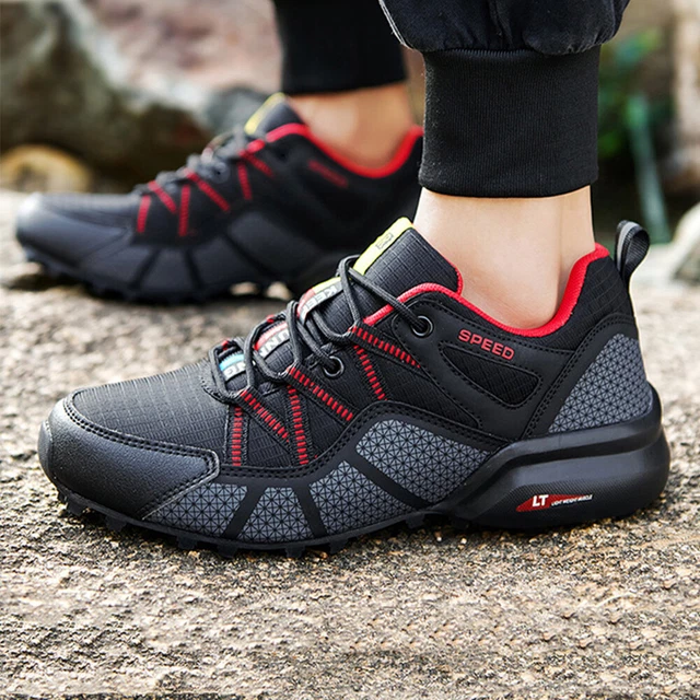 Mens Casual Sneakers Lightweight Hiking Shoes for Hiking Climbing (Red 42)