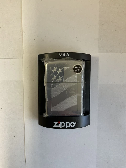 ZIPPO USA AMERICAN  FLAG CIGARETT LIGHTER. HIGH POLISHED CHROME! old GLORY FLAG