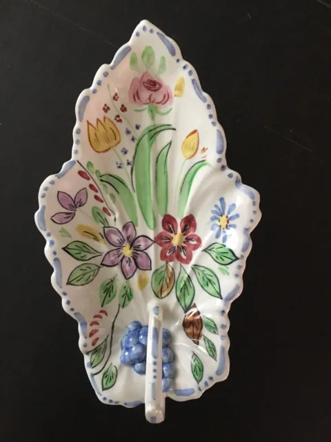 Vintage Southern Potteries Blue Ridge Chintz Leaf Plate Trinket Dish Hand Paint