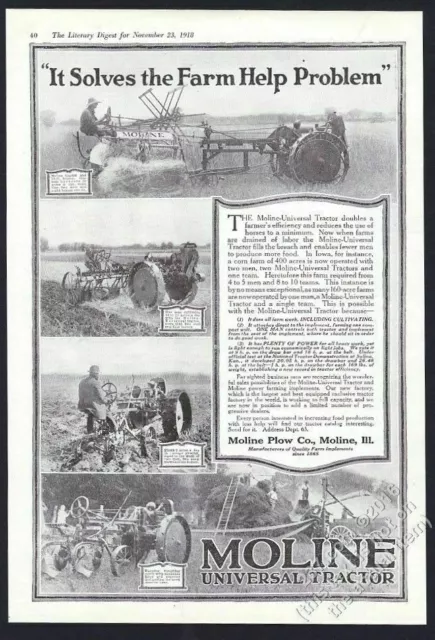 1918 Moline tractor farm farmer 4 photo vintage print ad