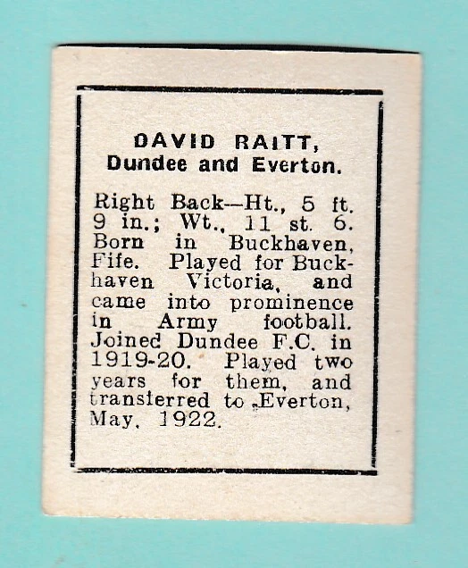 Dundee & Everton  F.c.  - Footballer - David Raitt - D. C.  Thomson  -  C 1930 2