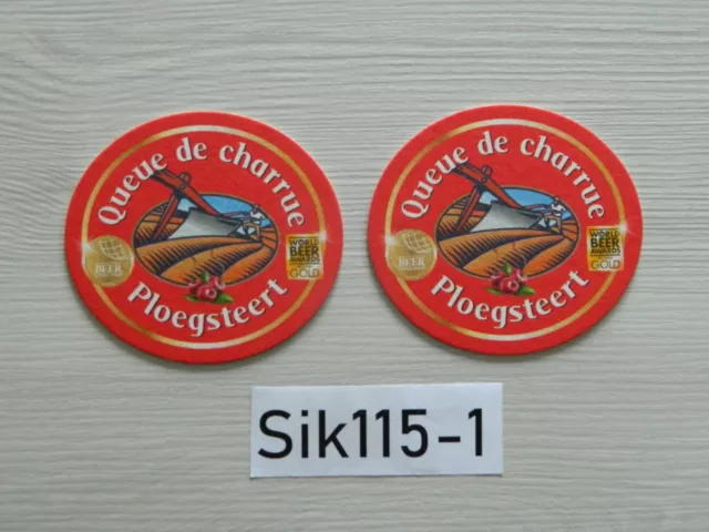 NEUF 2 sous bock QUEUE DE CHARRUE PLOEGSTEERT COASTER Brasserie Vanuxeem beer