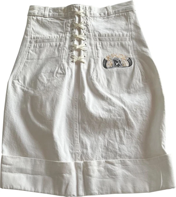 Jupe Haute Blanche à Rayures Marithé Et François Girbaud - Taille 40, Coton, Style évasé, Occasion Très Bon état