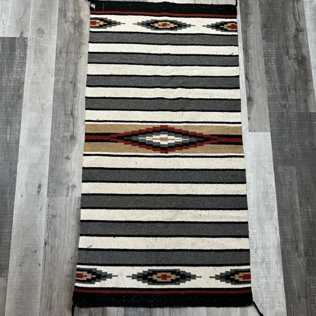VTG Native American Indian Woven Wool Rug Striped Knit 70s/80s Saddle Blanket