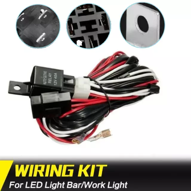 Wiring Loom Harness Kit Relay 30A Fuse Switch For LED Work Driving Light Bar 12V