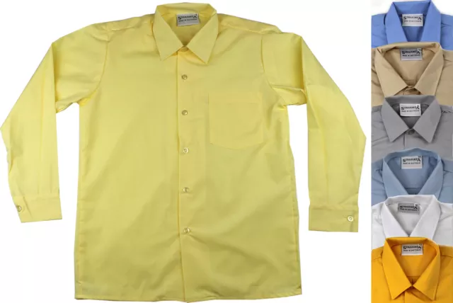 Australian Made Long Sleeve Deluxe School Shirt Many Colours & Sizes