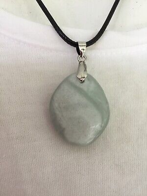 Beautiful raw stone Aquamarine Crystal Pendant Leather Cord Necklace