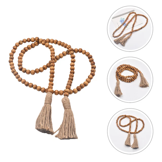 Farmhouse Hanging Beads Wooden Beads Twine Tassels Home Accessories Household