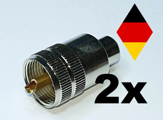 2x PL259 UHF Stecker 5mm Koax RG58, RG142 Lötversion für CB und Amateur