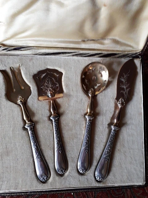 Set De 4 Couverts à Mignardises En Argent Sterling – Début 20e – Fourreau Inclus