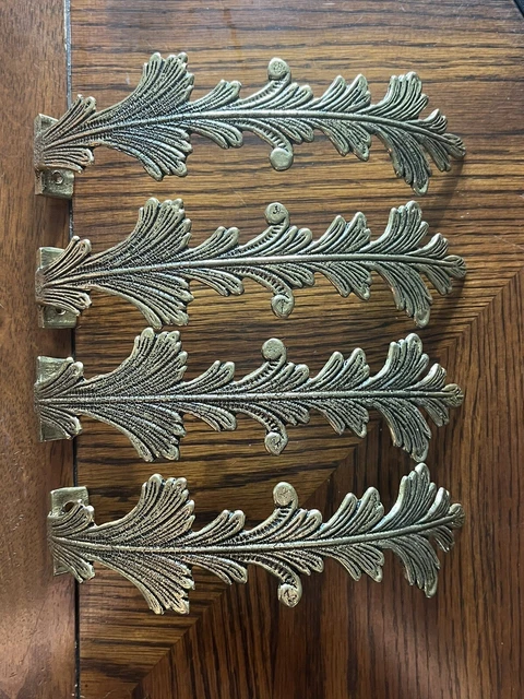 Vintage Brass Curtain Tie Back Holder Set Of 4 Ornate Leaf Design