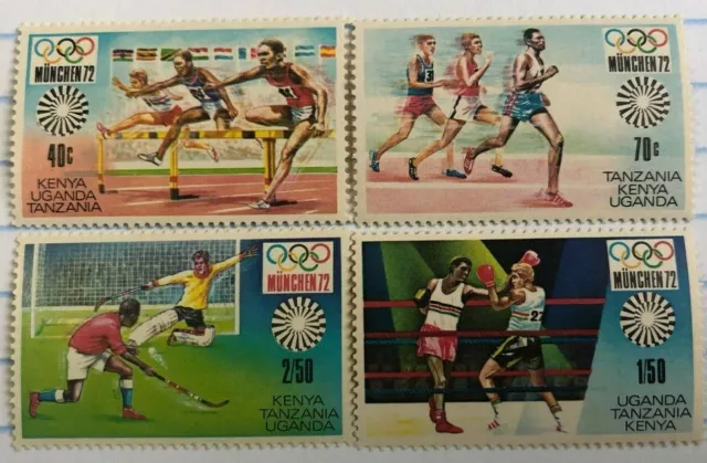 1972 Kenya Uganda Tanzania KUT - OLYMPICS Munich Munchen - MNH Set of 4 Stamps