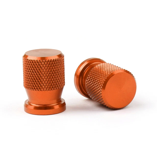 2P Antivol Cnc Bouchons De Valves De Roues Orange Pour Motos Autos Cyclos Vélo