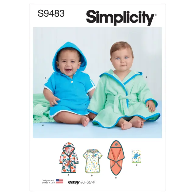 SIMPLICITY Patrón de Costura S9483 Bebés ' Baño Set