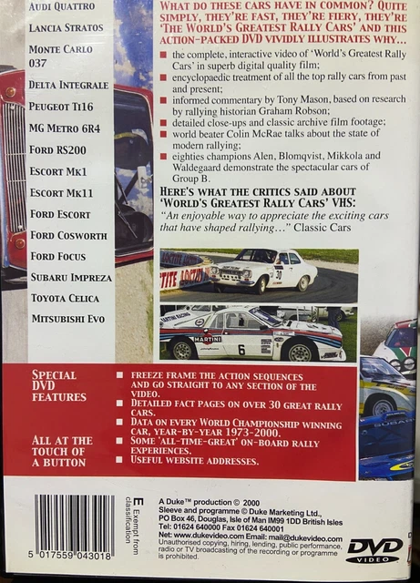 THE WORLD'S GREATEST Rally Cars region 2 DVD (car / motorsport ...