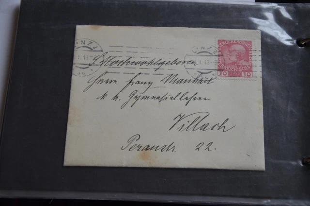 österreich OBERÖSTERREICH BRIEFHÜLLE LINZ VILLACH MAUHART 1913 AUS SAMMLUNG