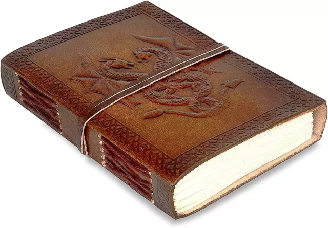 Dragon Embossed Antique Leather Journal Leather Bound Writing Pad Blank Unlined 3