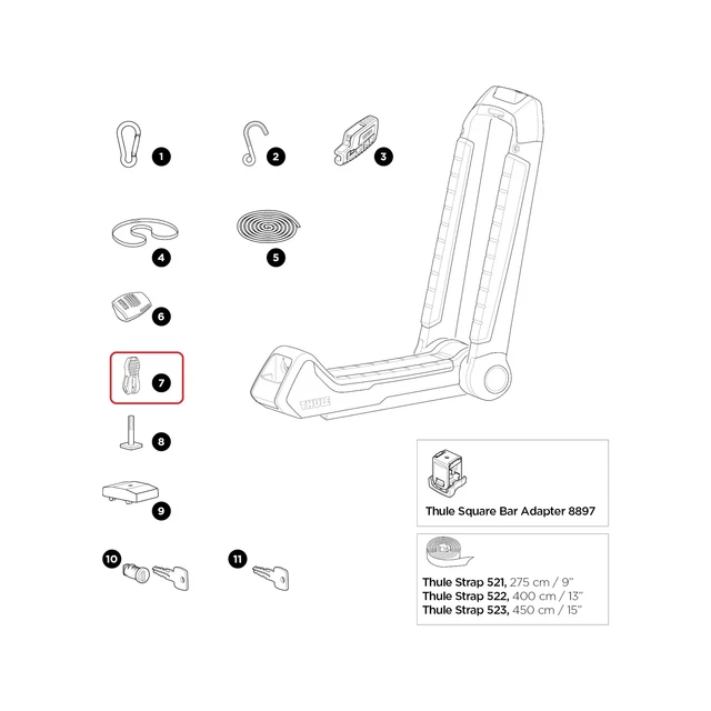 Assemblaggio manopola cam Thule per Hull-a-Port Aero 54186