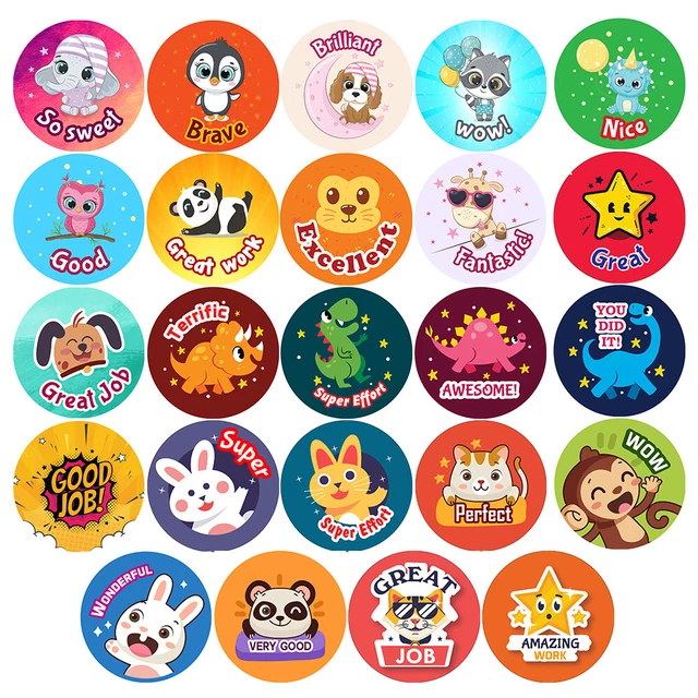 KIDS REWARD STICKERS Labels Children Animals Teachers School Praise