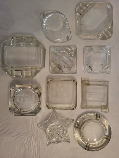 Mid Century Modern Classic Square Clear GLASS ASHTRAY Lot 3.5" Retro Anchor Htf 2