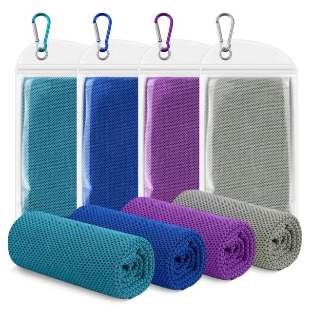 Pack of 4 Instant Cooling Towel Microfibre Ice Towel for Gym Yoga Camping Sports