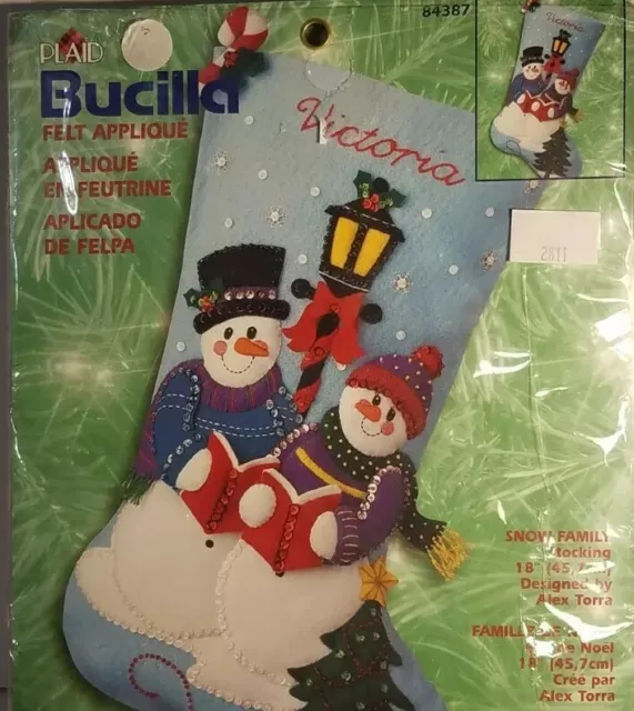 Bucilla Christmas Stocking Kit Snowman Felt Applique  84387 Holiday Snow Family