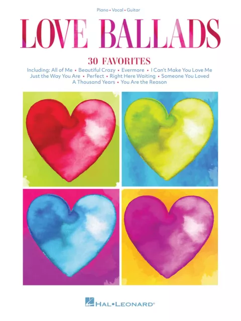 Love Ballads for Piano Vocal Sheet Music Guitar Chords Lyrics 30 Songs Book
