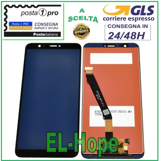 Display Lcd Per Huawei P Smart Fig-Lx1 Lx2 Lx3 Enjoy 7S Touch Screen Vetro Nero