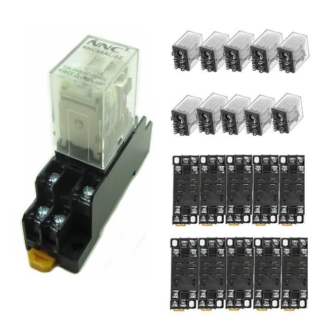 Lot De 3 Relais électromagnétiques 12V DC 5A - 8 Broches DPDT, Pour Rail DIN 35 Mm - 2