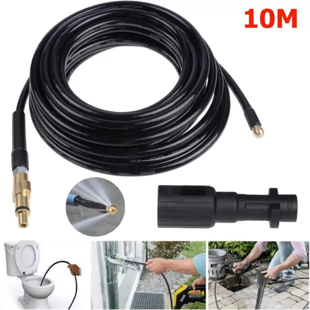 10M Replacement High Pressure Washer Drain Sewer Clean Hose Pipe For Karcher