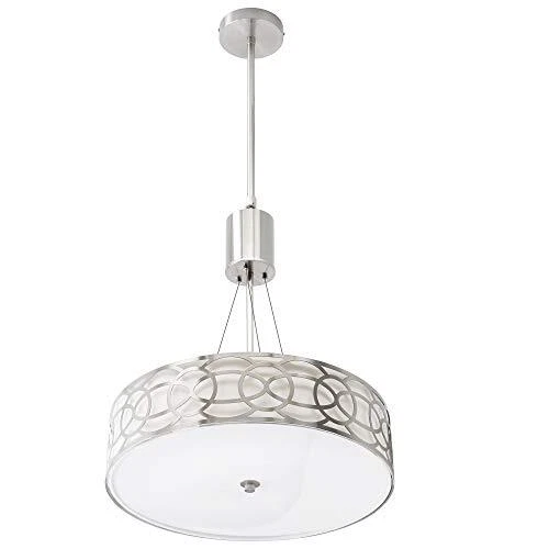 RUNTOP Semi Ceiling Light Fixtures Modern Metal Drum Chandelier17" 3-Light Ha...