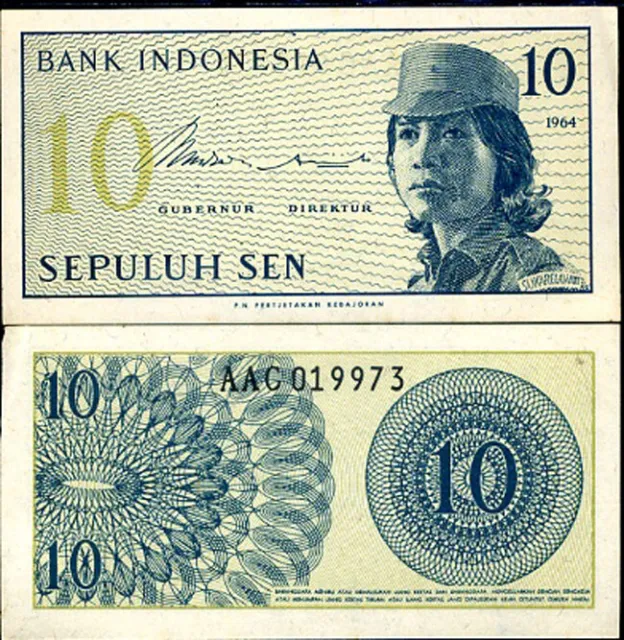Indonesia 10 Sen 1964 P 92 UNC LOT 5 PCS
