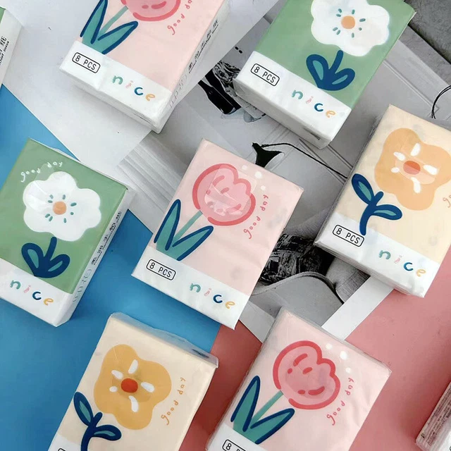 9 confezioni carino fazzoletto cartone animato fiore carta piccolo tovagliolo polpa di legno vergine TS