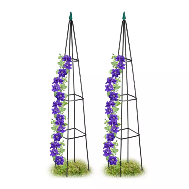 Rankhilfe 2er Set Gartenspalier Rankobelisk Rosenpyramide Metall Rosenrankhilfe