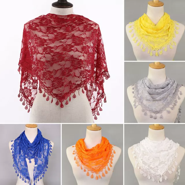 Women's Ladies Scarves Lace Tassel Sheer Floral Pattern Scarf Shawl Neck Wraps