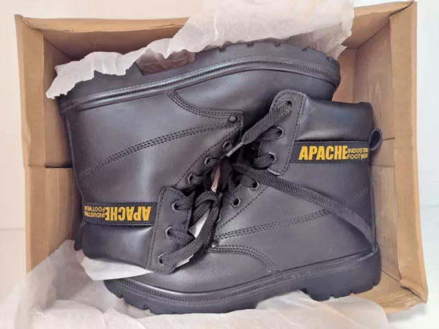 Apache Industrial Footwear Mens Steel Toe Safety Work Boots (Black) UK Size 6