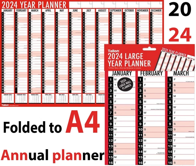 2024 A1 FULL Year Annual Yearly Wall Large Folded Planner Home Office