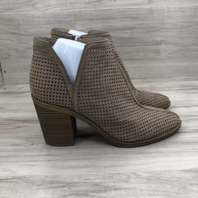 DV by Dolce Vita Ankle Boots Women's 7.5 Tan Zip Laser Cut Heel Booties